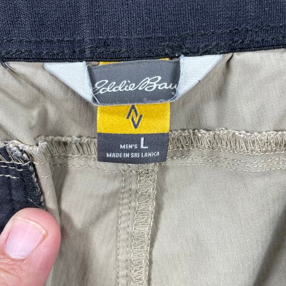 Eddie Bauer Casual Chino Shorts Men's Large Beige Stretch Waist Draw Zip Pockets - Picture 7 of 12